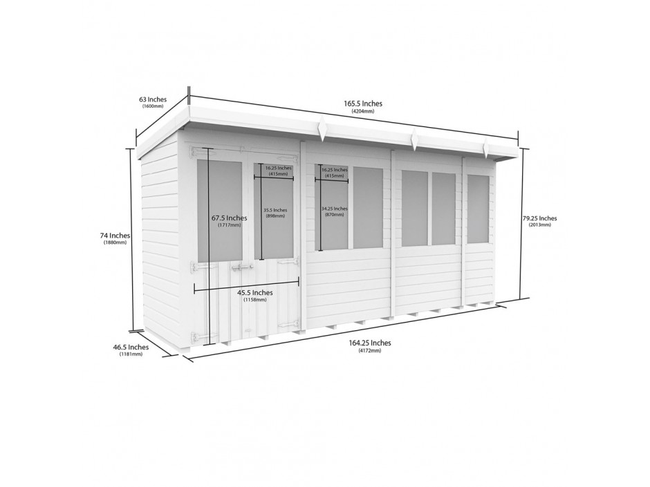 14ft x 4ft Pent Summer House