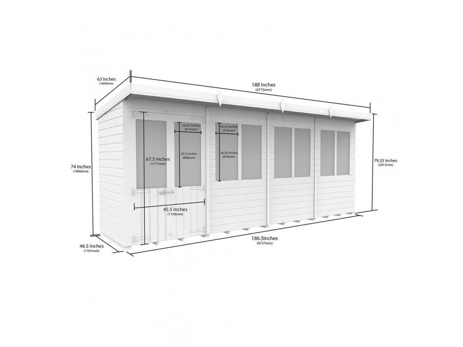 16ft x 4ft Pent Summer House