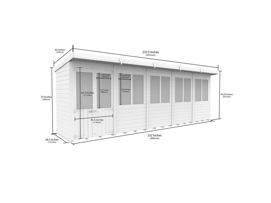 20ft x 4ft Pent Summer House