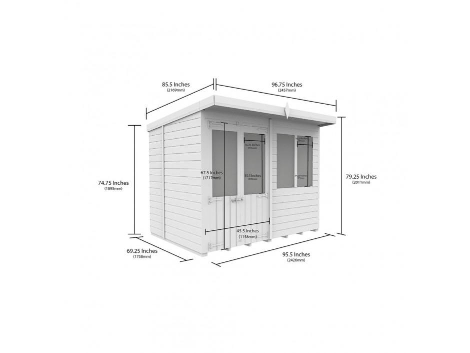 8ft x 6ft Pent Summer House