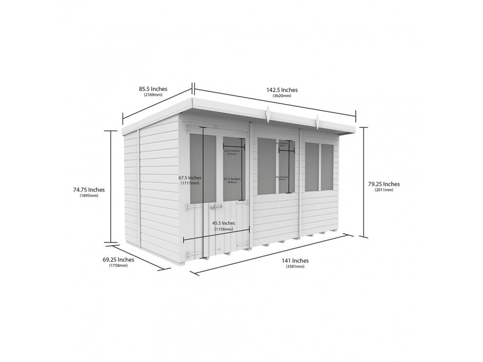 12ft x 6ft Pent Summer House