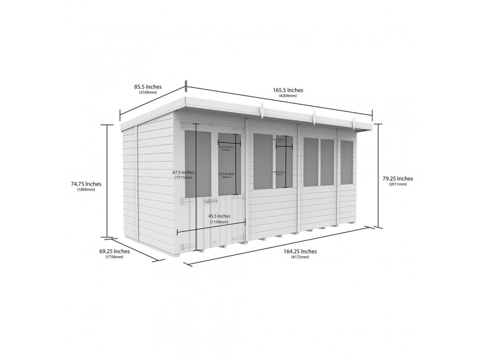 14ft x 6ft Pent Summer House