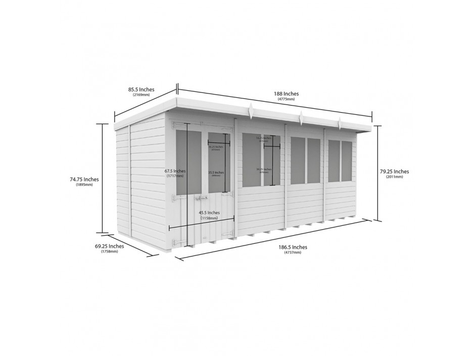 16ft x 6ft Pent Summer House