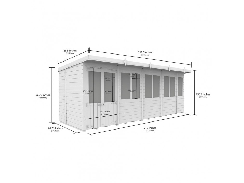 18ft x 6ft Pent Summer House