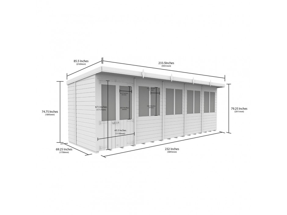 20ft x 6ft Pent Summer House