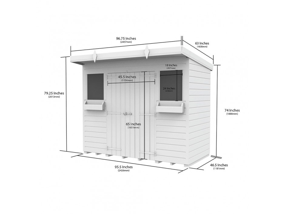 8ft x 4ft Pent Summer Shed