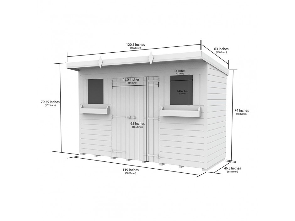 10ft x 4ft Pent Summer Shed