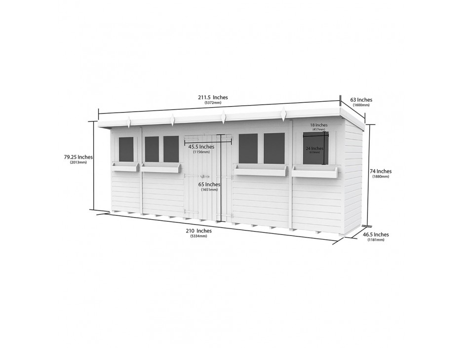 18ft x 4ft Pent Summer Shed