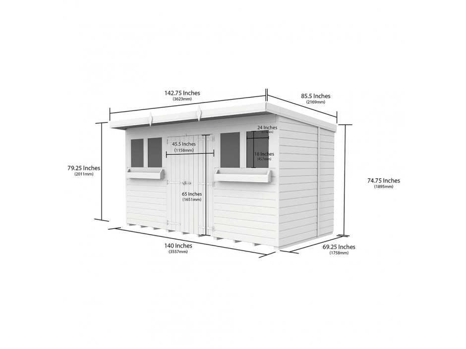 12ft x 6ft Pent Summer Shed