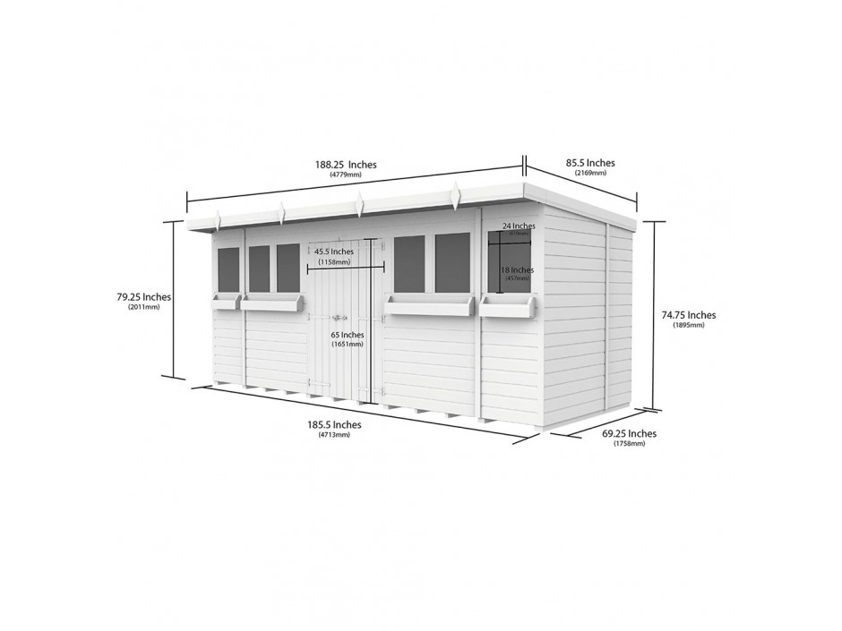 16ft x 6ft Pent Summer Shed