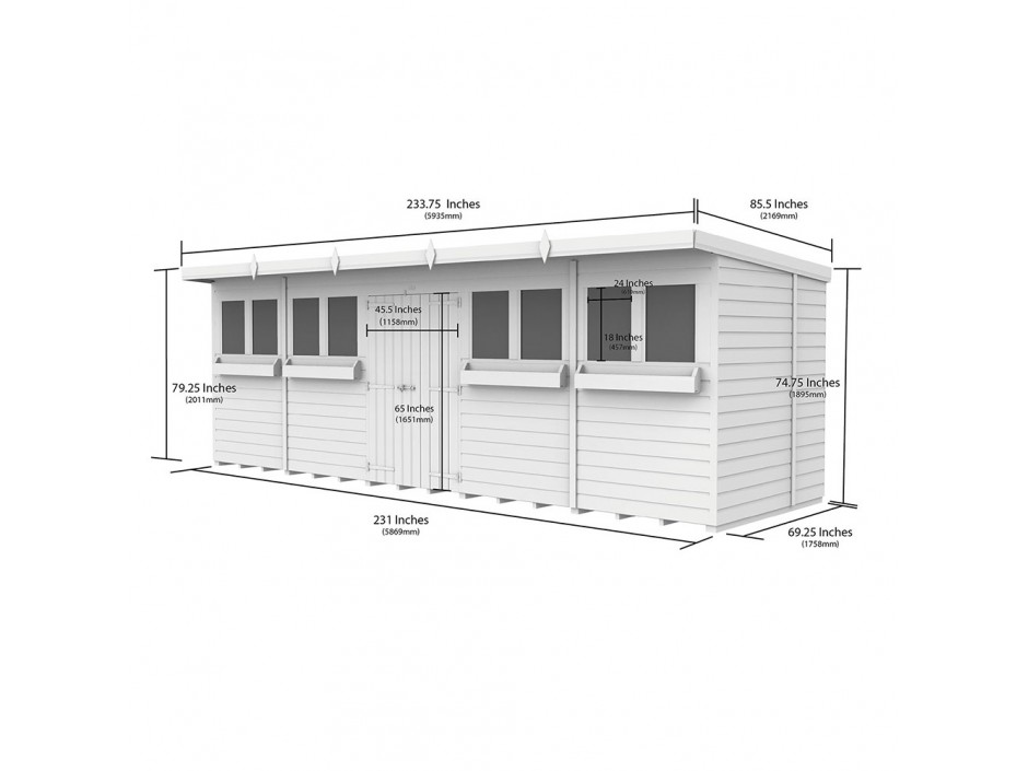 20ft x 6ft Pent Summer Shed