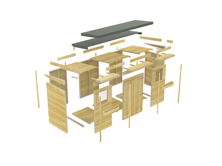 16ft x 4ft Pent Summer Shed Loglap