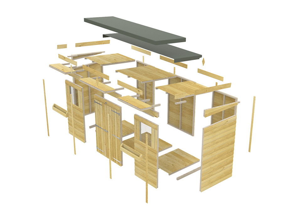 16ft x 4ft Pent Summer Shed Loglap