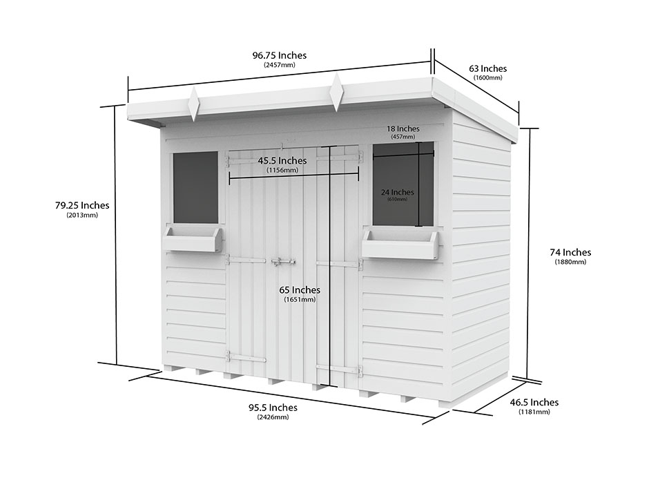 8ft x 4ft Pent Summer Shed Loglap