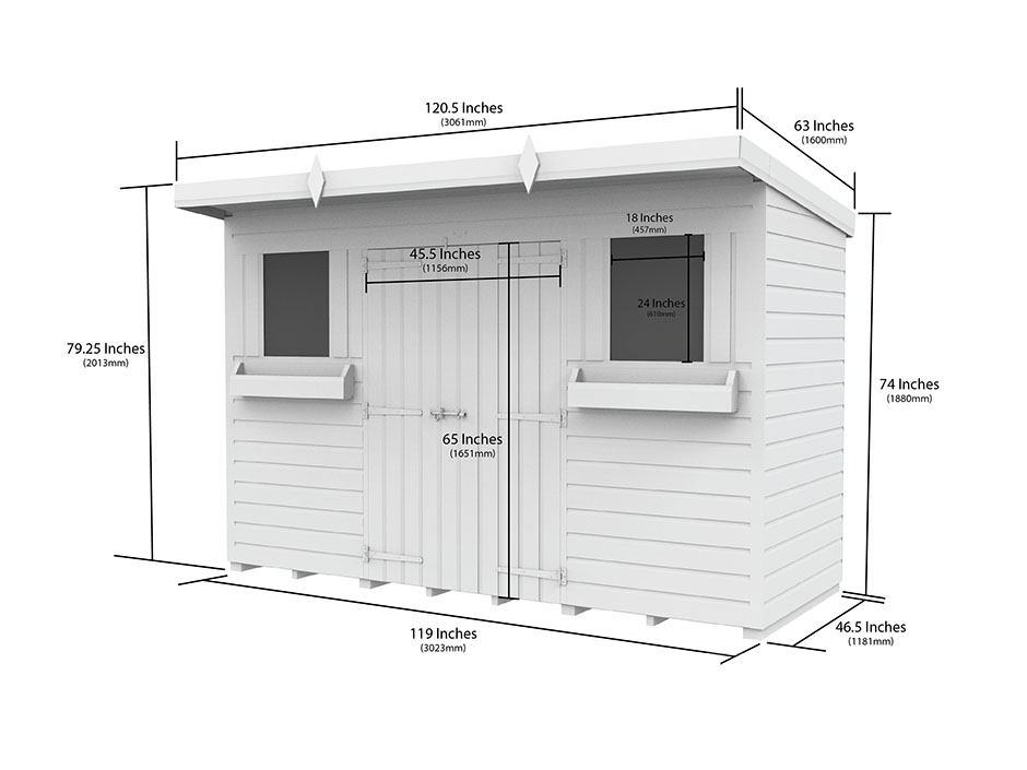 10ft x 4ft Pent Summer Shed Loglap