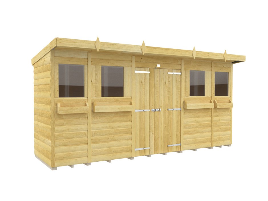 14ft x 4ft Pent Summer Shed Loglap