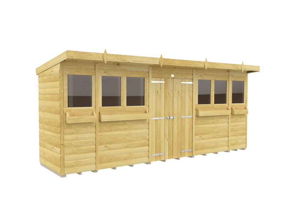 16ft x 4ft Pent Summer Shed Loglap