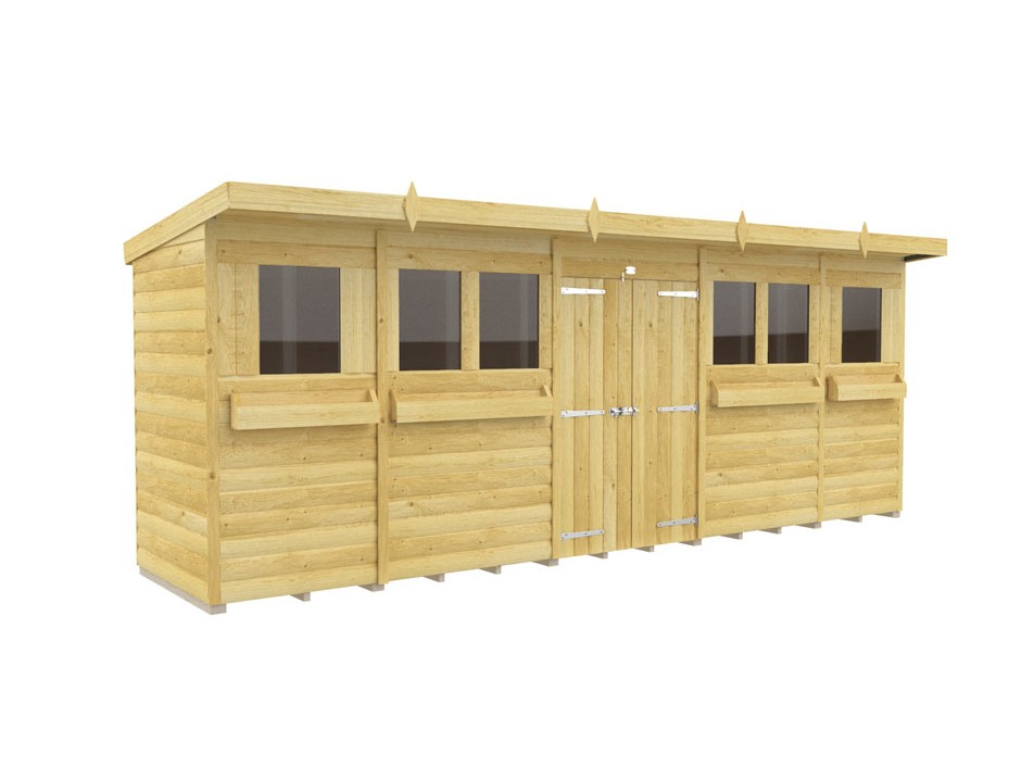 18ft x 4ft Pent Summer Shed Loglap