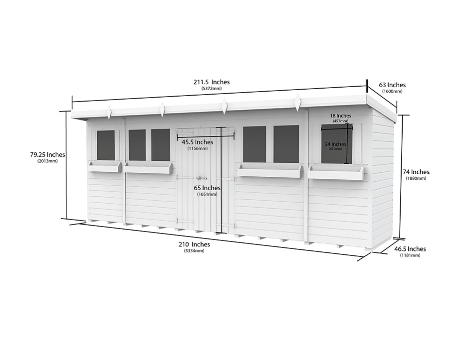 18ft x 4ft Pent Summer Shed Loglap