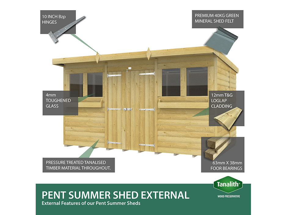 10ft x 5ft Pent Summer Shed Loglap