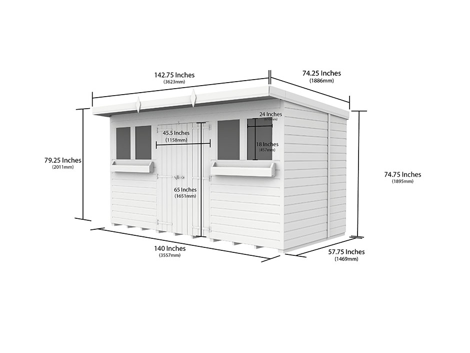 12ft x 5ft Pent Summer Shed Loglap