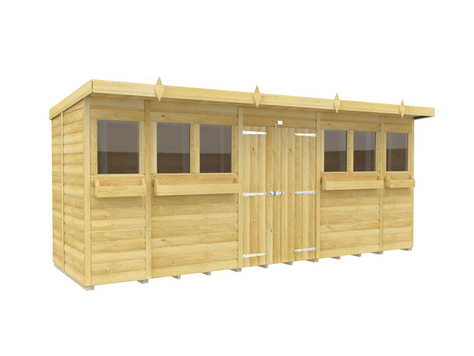 16ft x 5ft Pent Summer Shed Loglap