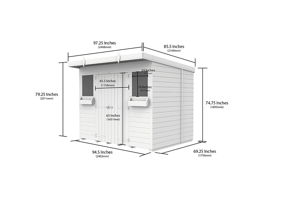 8ft x 6ft Pent Summer Shed Loglap