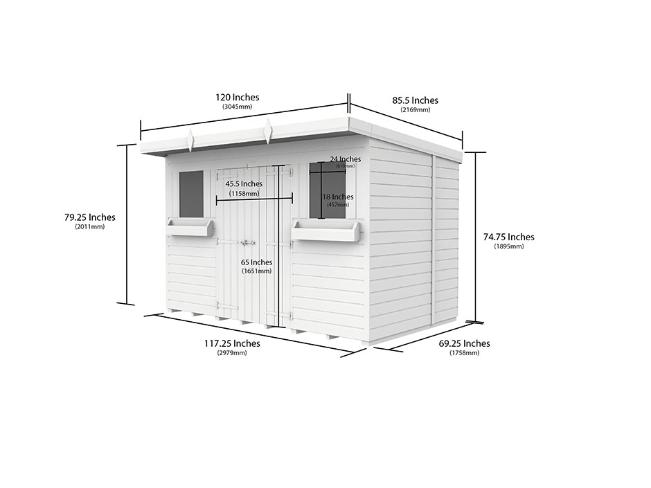 10ft x 6ft Pent Summer Shed Loglap