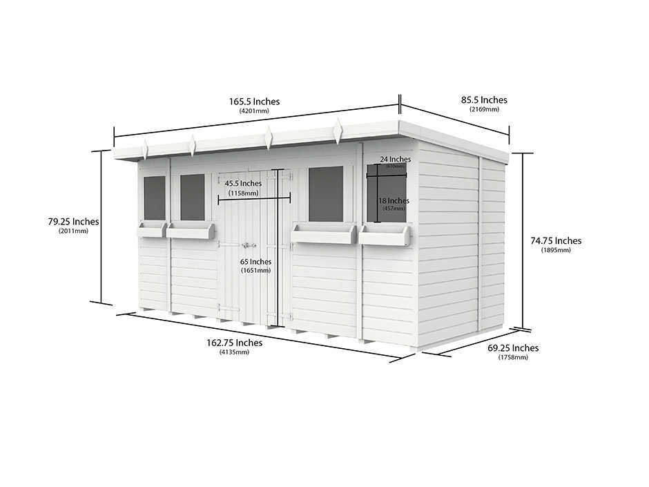 14ft x 6ft Pent Summer Shed Loglap