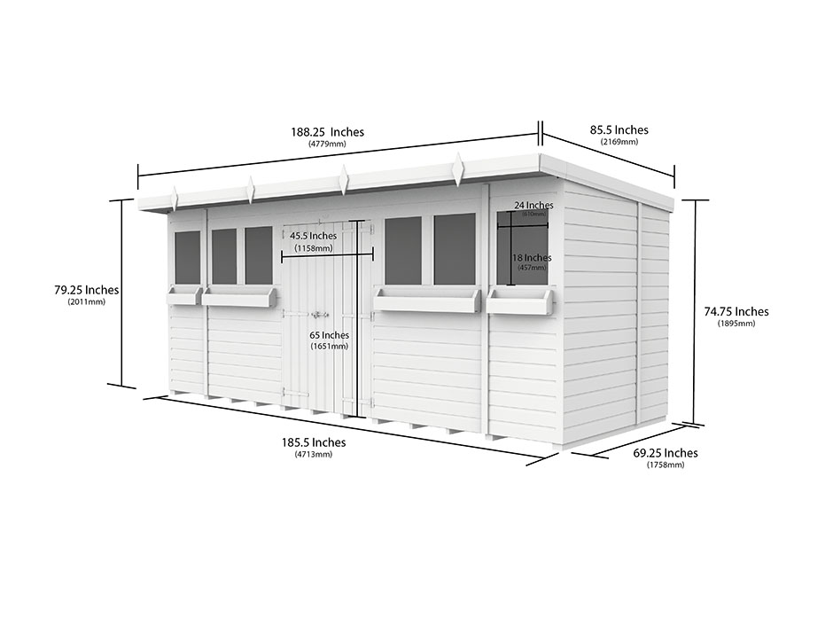 16ft x 6ft Pent Summer Shed Loglap