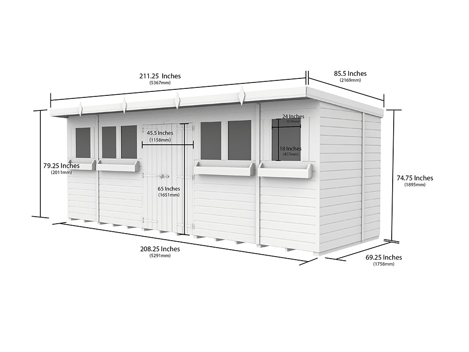 18ft x 6ft Pent Summer Shed Loglap