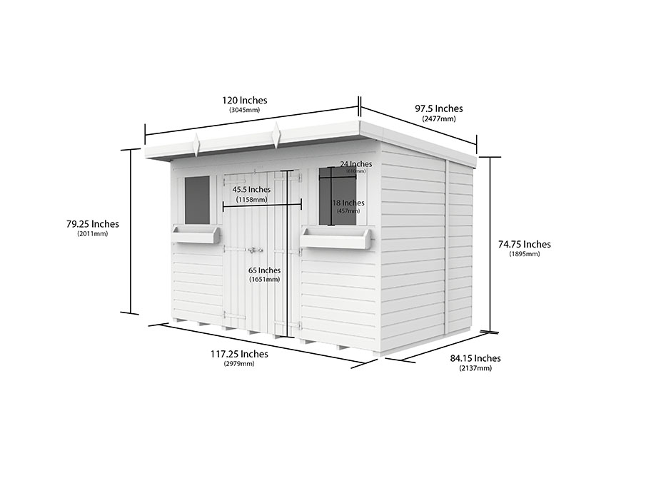 10ft x 7ft Pent Summer Shed Loglap