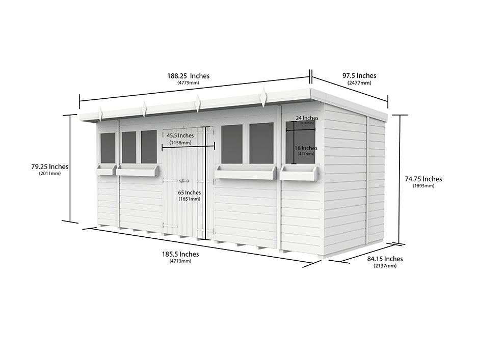 16ft x 7ft Pent Summer Shed Loglap