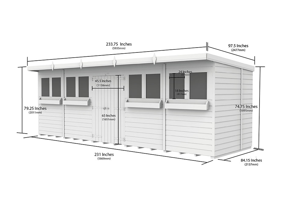 20ft x 7ft Pent Summer Shed Loglap