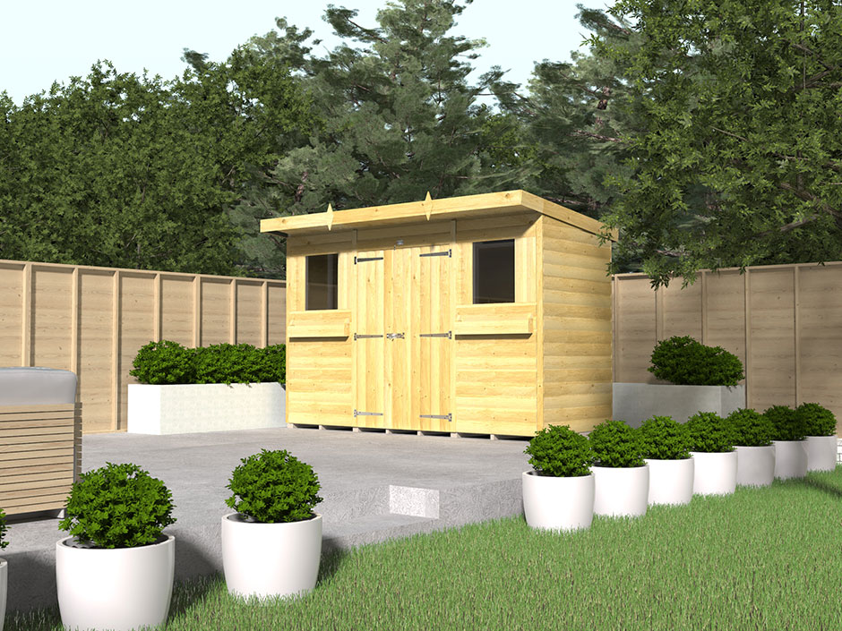 14ft x 8ft Pent Summer Shed Loglap