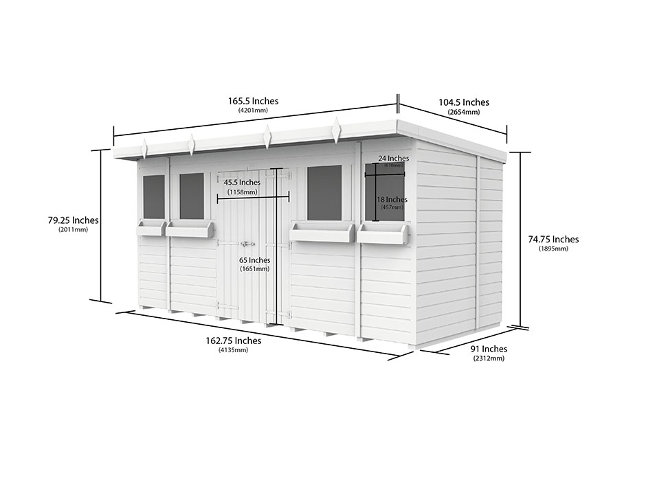 14ft x 8ft Pent Summer Shed Loglap