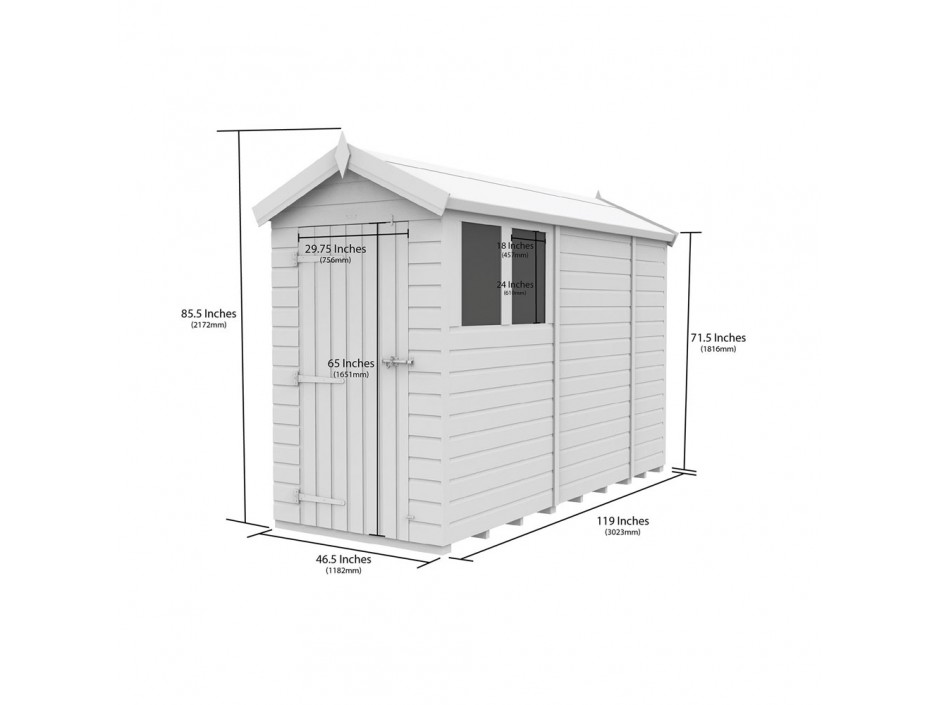 4ft x 10ft Apex Shed