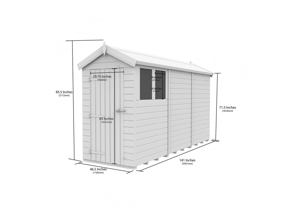 4ft x 12ft Apex Shed