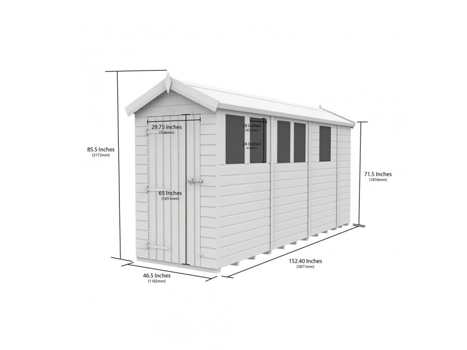 4ft x 13ft Apex Shed