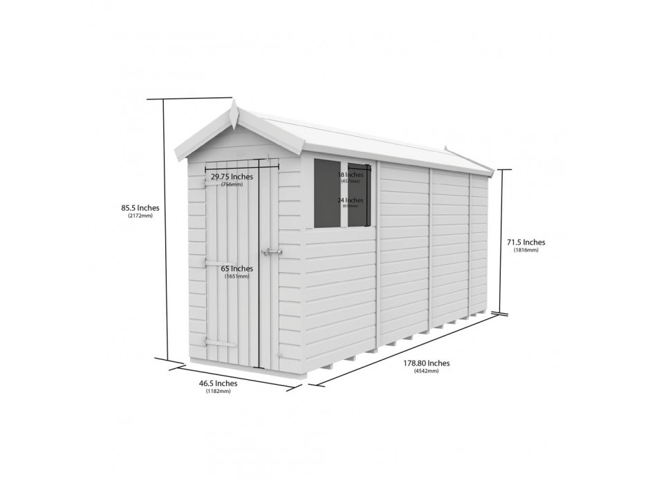 4ft x 15ft Apex Shed