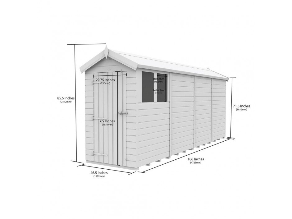 4ft x 16ft Apex Shed