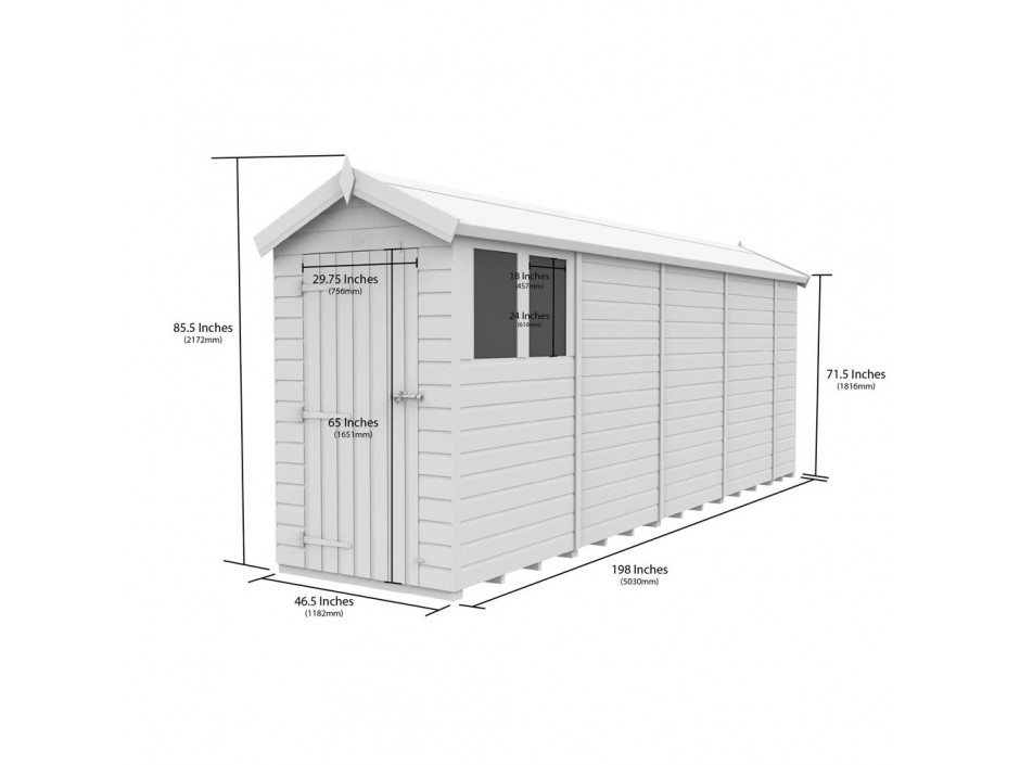 4ft x 17ft Apex Shed