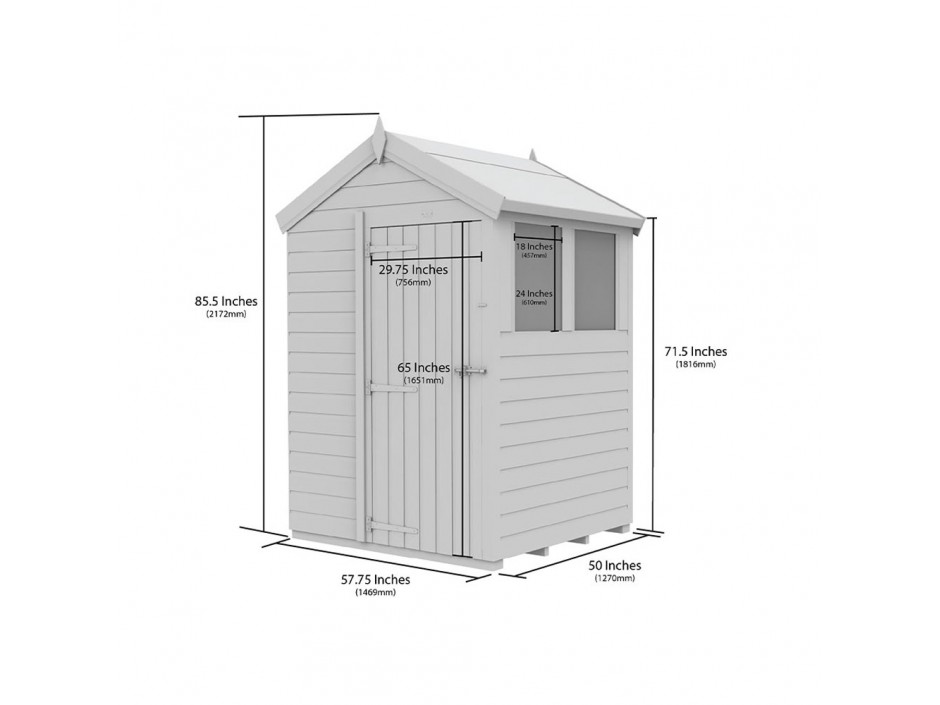 5ft x 4ft Apex Shed