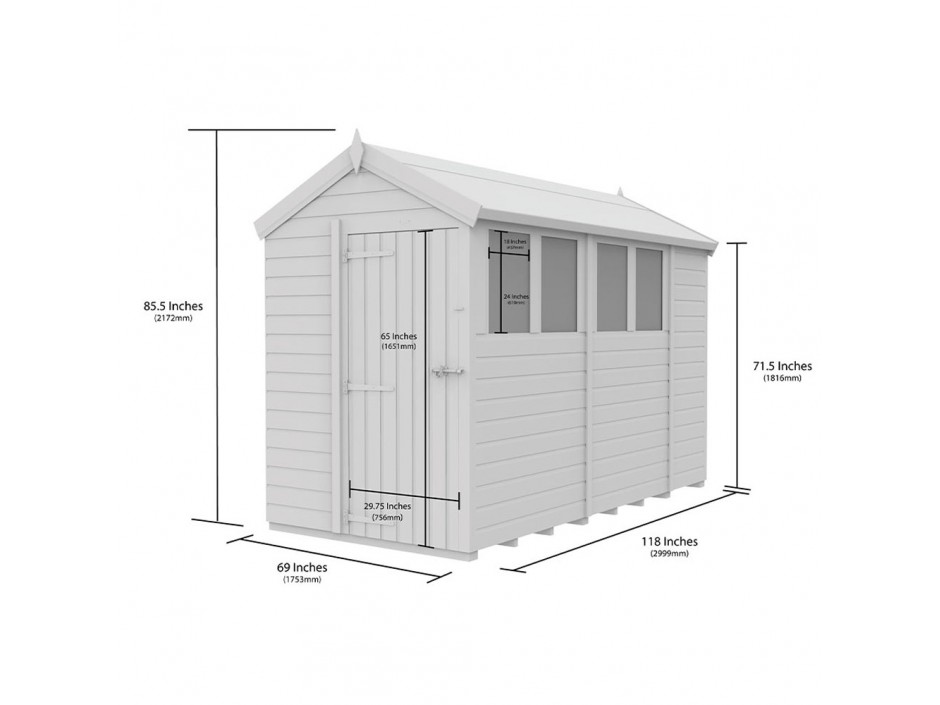 5ft x 10ft Apex Shed