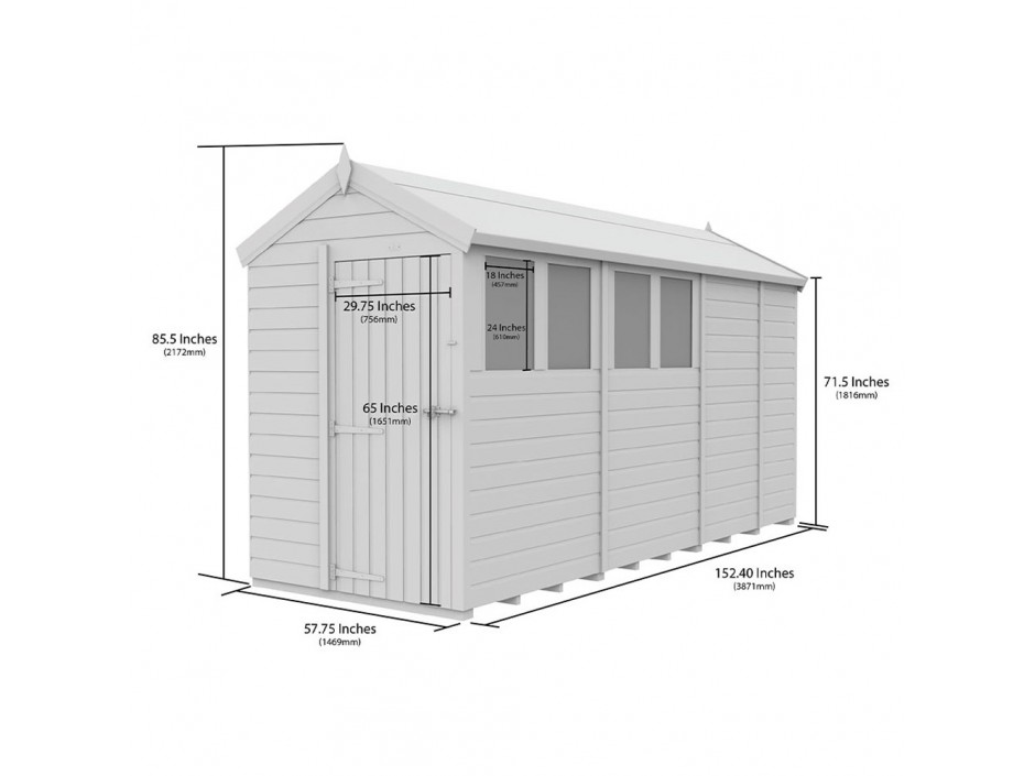 5ft x 13ft Apex Shed