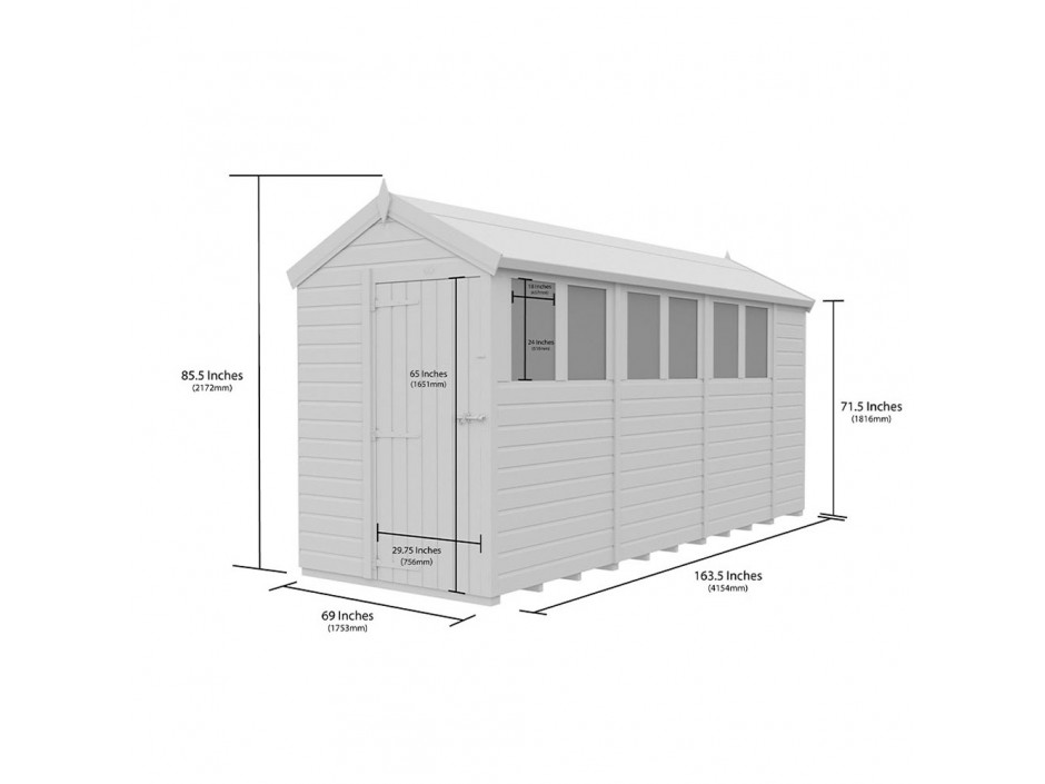 5ft x 14ft Apex Shed