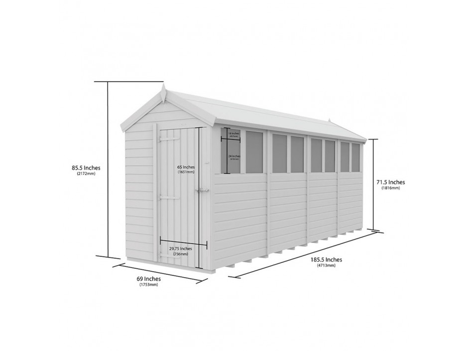 5ft x 16ft Apex Shed