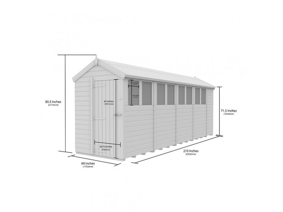 5ft x 18ft Apex Shed