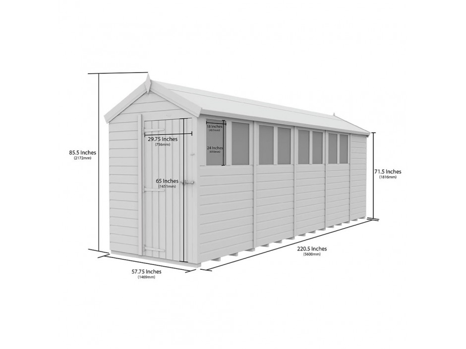 5ft x 19ft Apex Shed