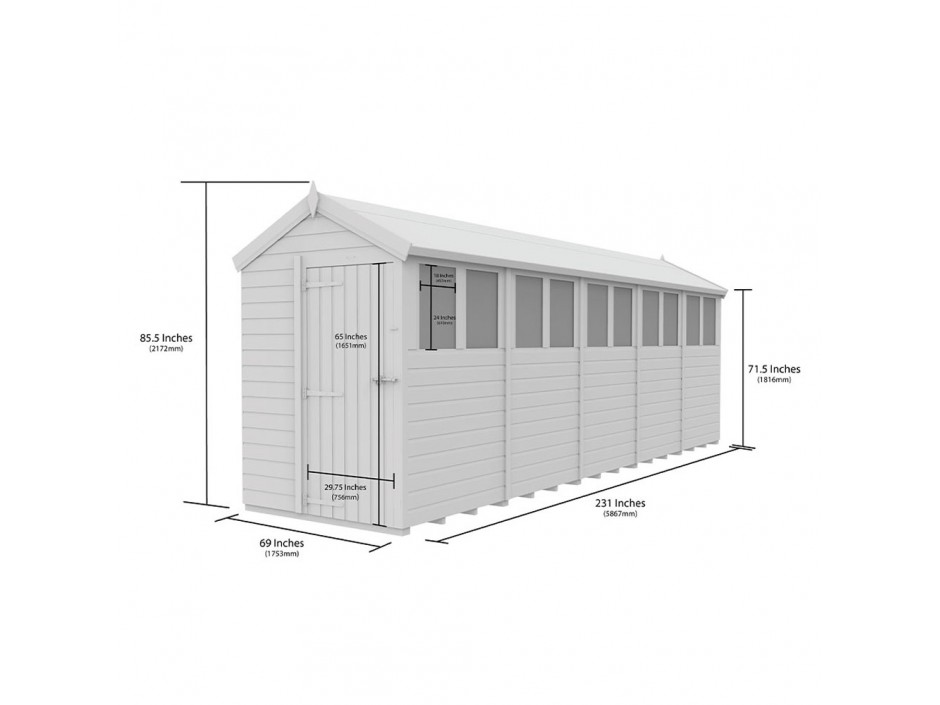 5ft x 20ft Apex Shed